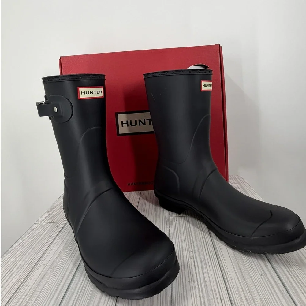 NEW HUNTER Women's Original‎ Waterproof Adjustable Short Rain Boots Navy Blue 10